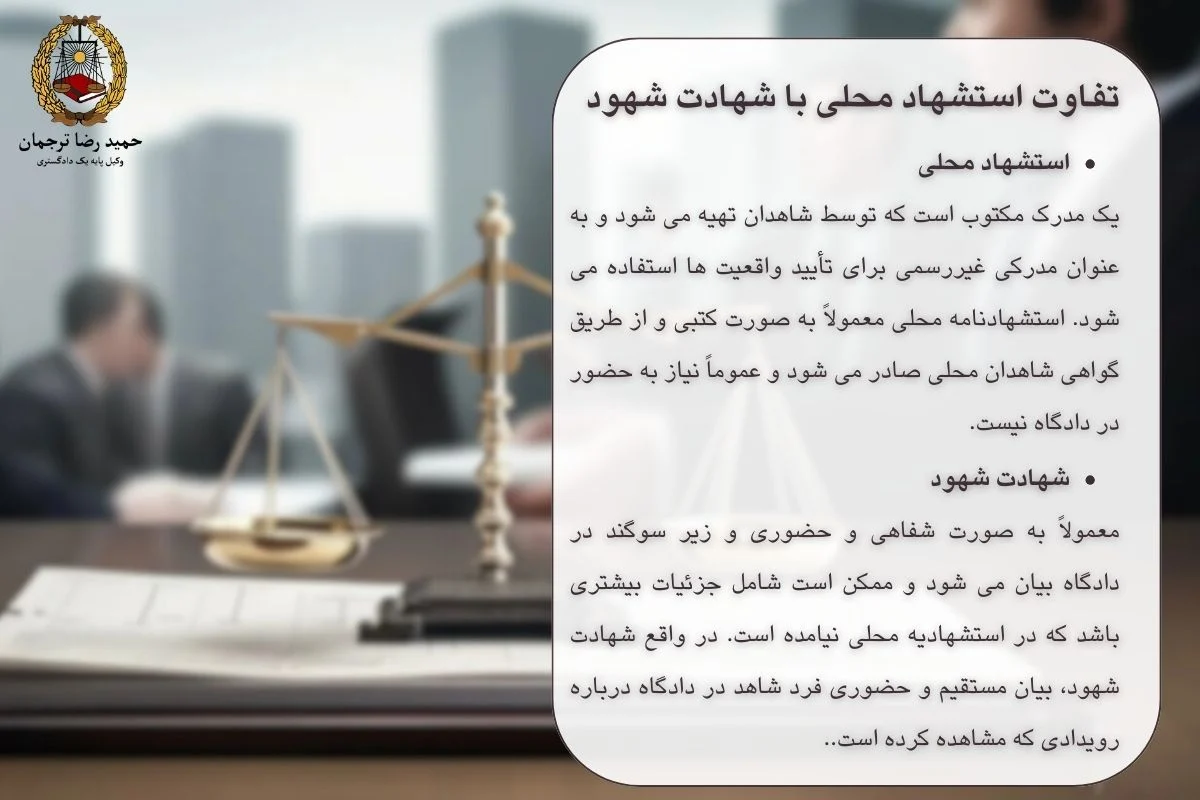 تفاوت استشهاد محلی با شهادت شهود