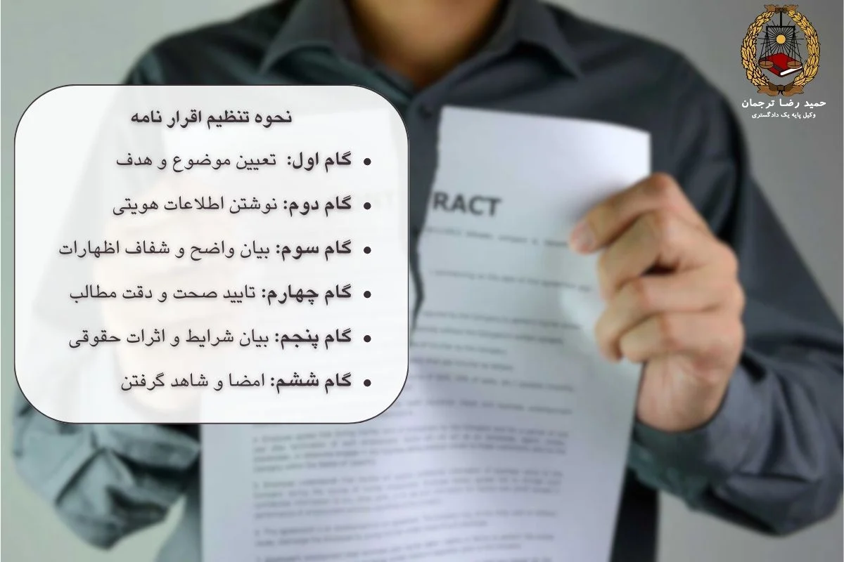 نحوه تنظیم اقرار نامه