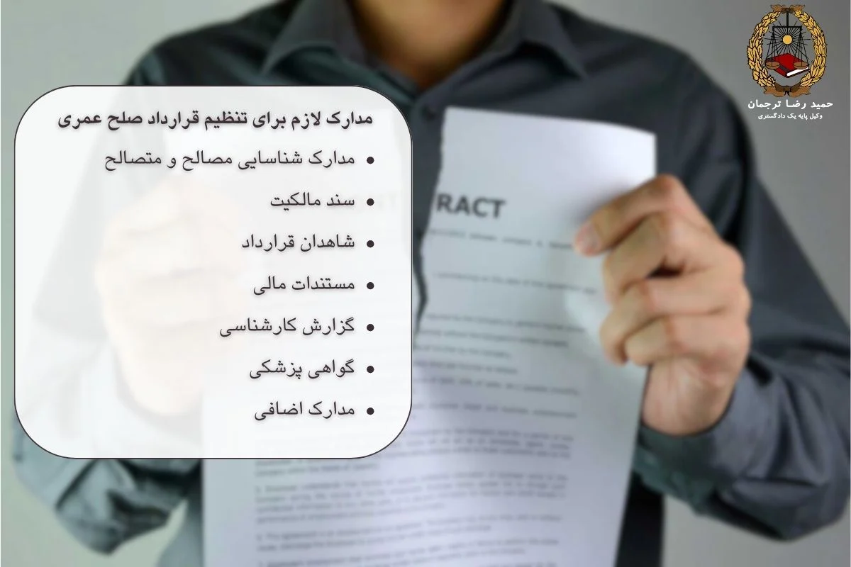 مدارک مورد نیاز قرارداد صلح عمری