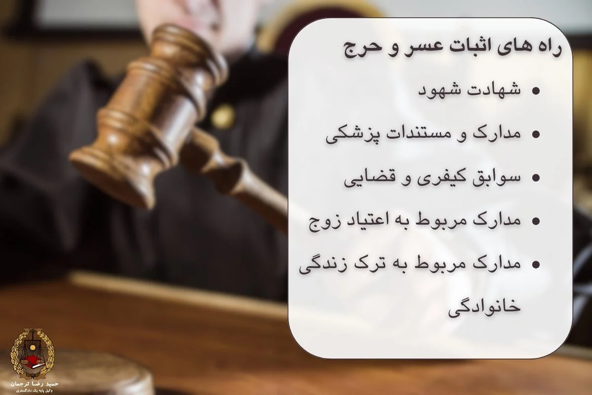 راه های اثبات عسر و حرج