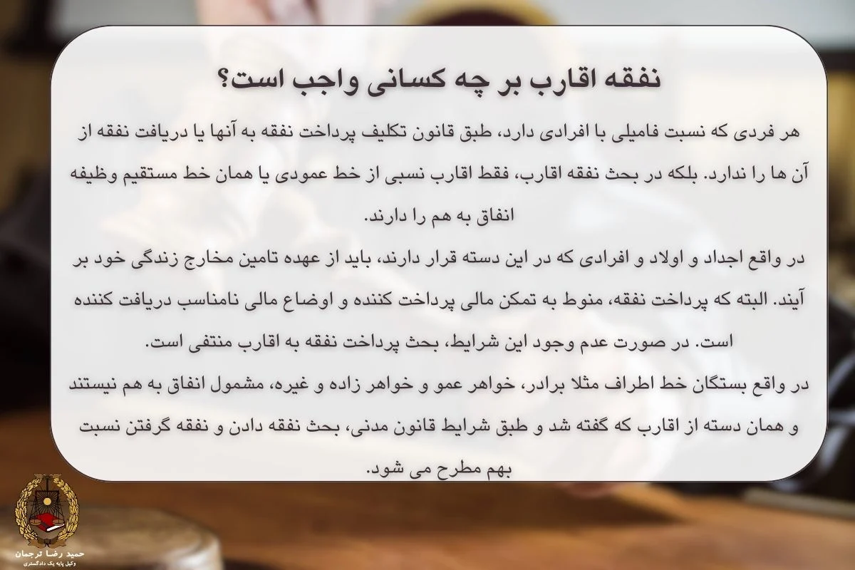 نفقه اقارب بر چه کسانی واجب است؟