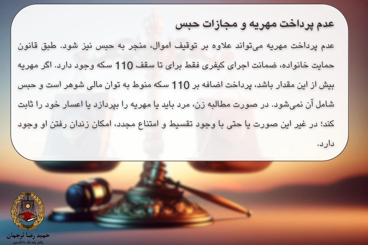 عدم پرداخت مهریه