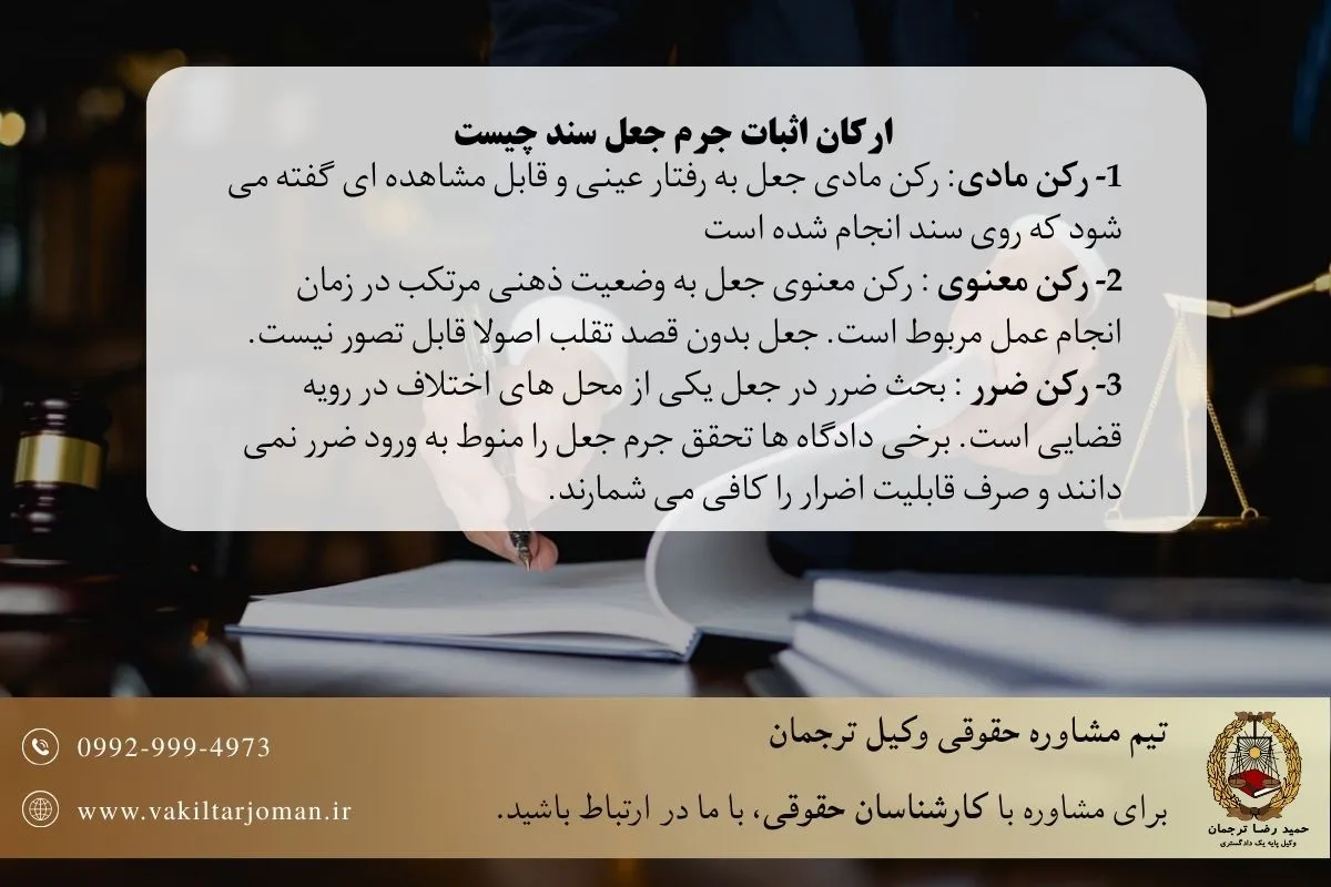 ارکان اثبات جرم جعل سند