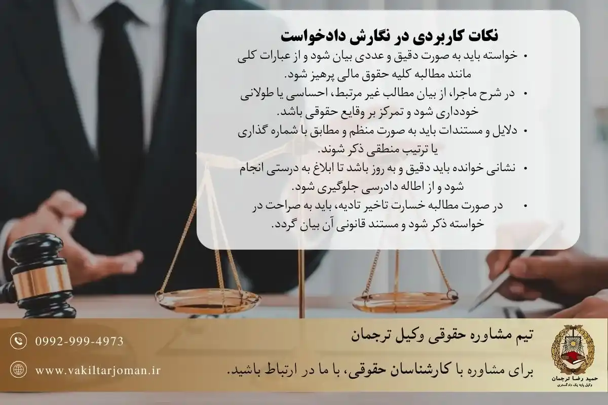 نکارت کاربردی تنظیم دادخواست مطابه وجه